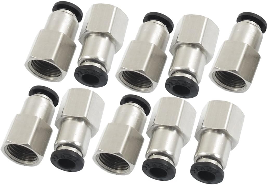10 Pcs 1/4" PT Female Thread 6mm Push in Joint Pneumatic Quick Fittings