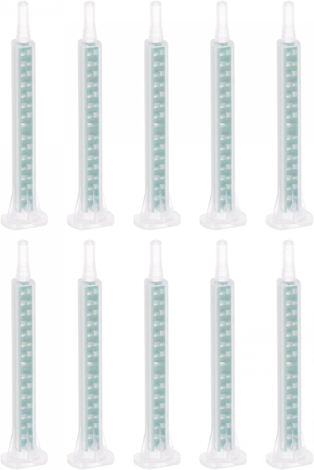 10 Pcs Epoxy Tubes Static Mixer, 3.27-inch Plastic Resin Mixing Nozzle Flat Buckle for AB Glue Adhesive Gun Applicator 50ml Cartridges, Green