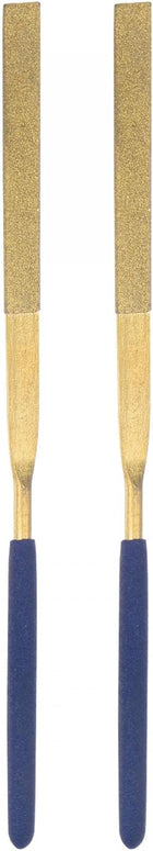 Diamond Needle Files, 3mm x 140mm Titanium Coated Flat Files Hand Tool with TPU Handle for Metal Stone Wood 2pcs