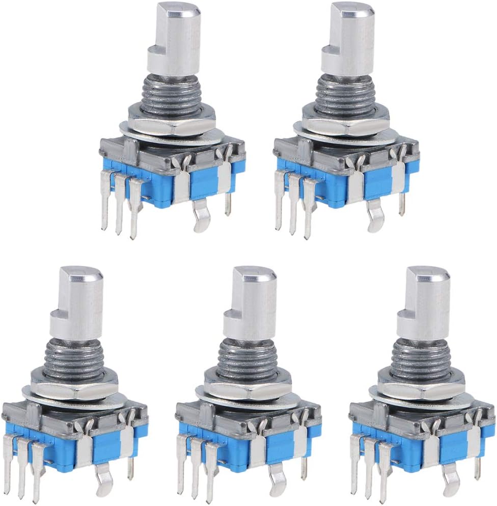 360 Degree Rotary Encoder Code Switch Digital Potentiometer 5 Pins 15mm D-Shaft 5Pcs