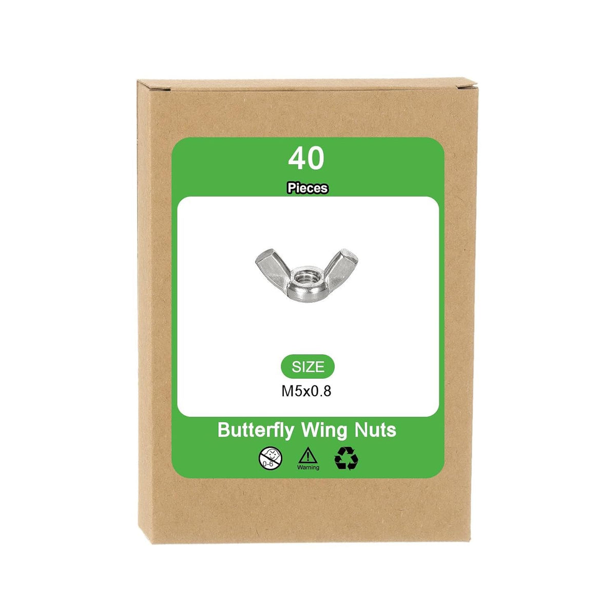 M8x1.25mm Flügelmuttern 10 Stk, 304 Edelstahl Schmetterlingsmuttern Befestigungsteile Handdrehen Flügelmuttern für Maschinen Elektronische Ausrüstung DIY, Silber