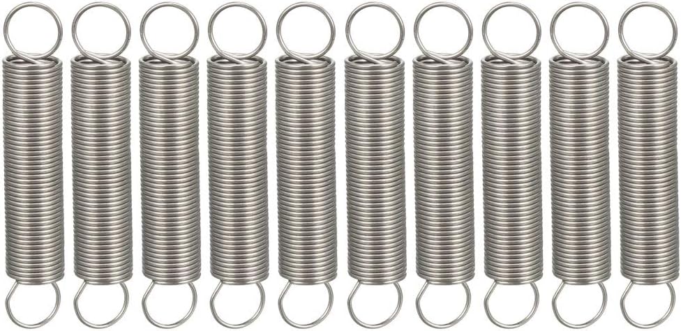 Extended Tension Spring Wire Diameter 0.02", OD 0.24", Free Length 1.38" Stainless Steel Small Dual Hook Tension Spring for Machinery Construction Industrial 10pcs