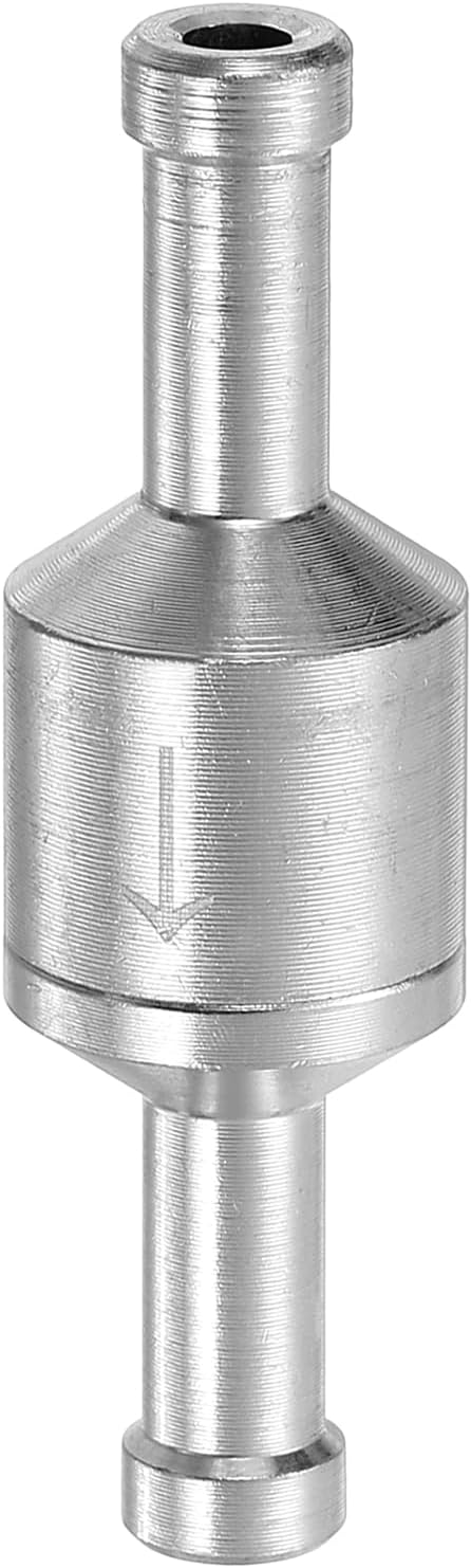 6mm (1/4") Fuel Check Valve, Non-Return One Way Hose Check Valve, Aluminum Alloy Control Accessories for Petrol, Diesel, Gas, Oil, Air, Water, Silver