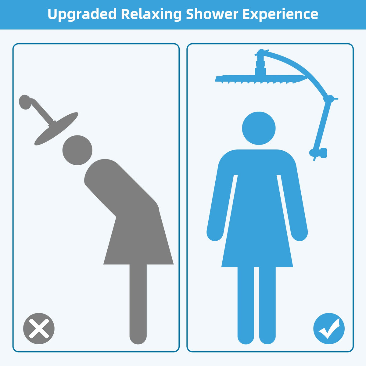 LinkMejor bras d'extension de tête de douche en métal 16'', chromé