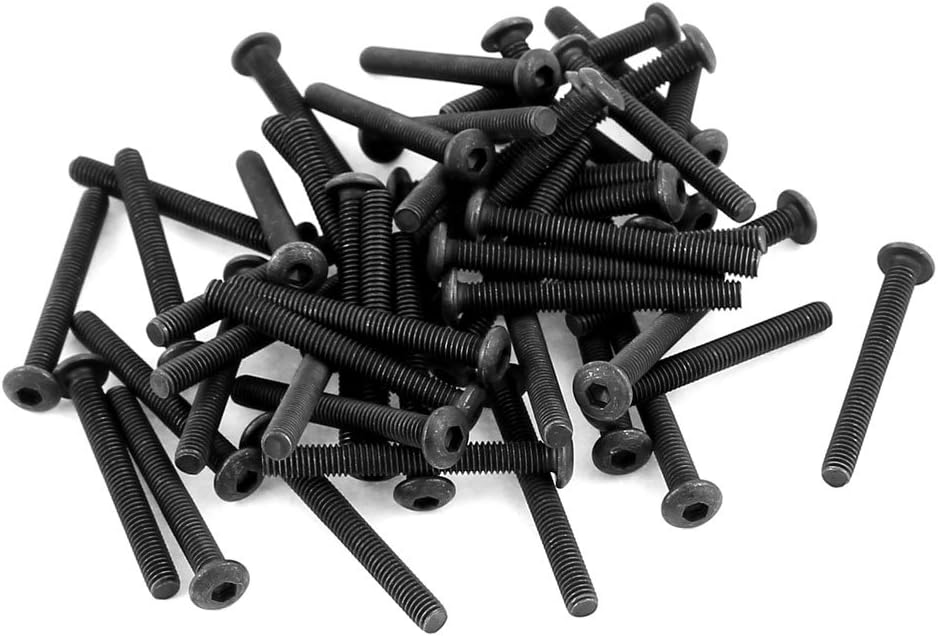 50Pcs Black M3 X 25mm Alloy Steel Hex Socket Button Head Machine Screws Bolts