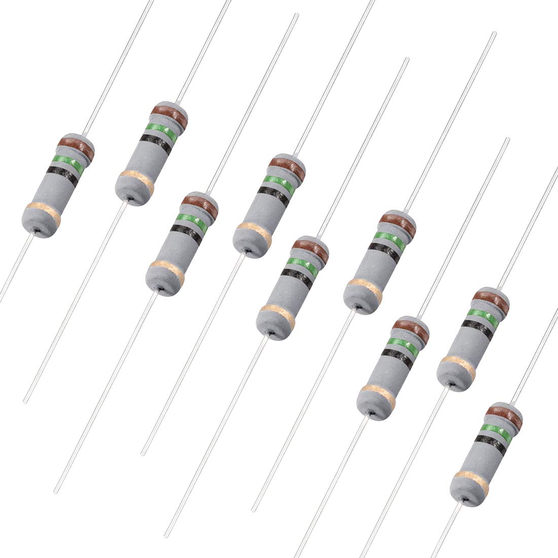 100Pcs 15 Ohm Resistor, 1W 5% Tolerance Carbon Film Resistors, 4 Bands for DIY Electronic Projects and Experiments