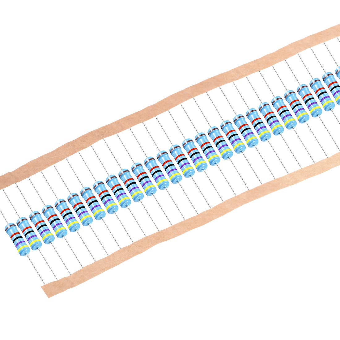 30Pcs 47K Ohm Resistor, 2W 1% Tolerance Metal Film Resistors, Lead, 5 Bands for DIY Electronic Projects and Experiments