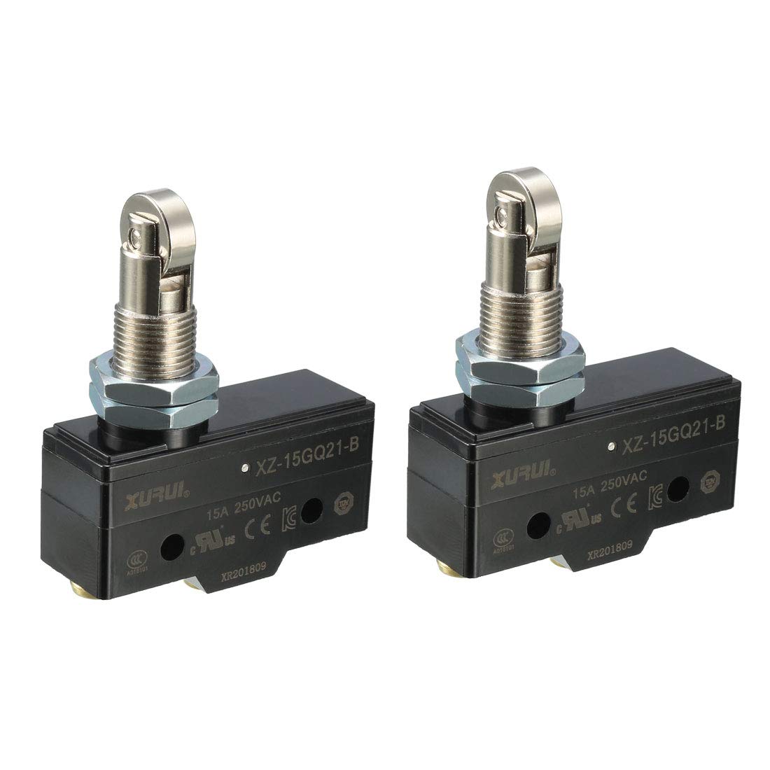 2PCS XZ-15GQ21-B SPDT NO+NC Panel Mount Roller Plunger Type Micro Limit Switches with Screw Terminals