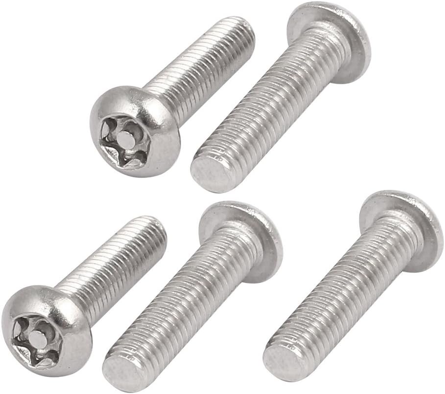 M6x25mm 304 Stainless Steel Button Head Torx Security Tamper Proof Screws 5pcs