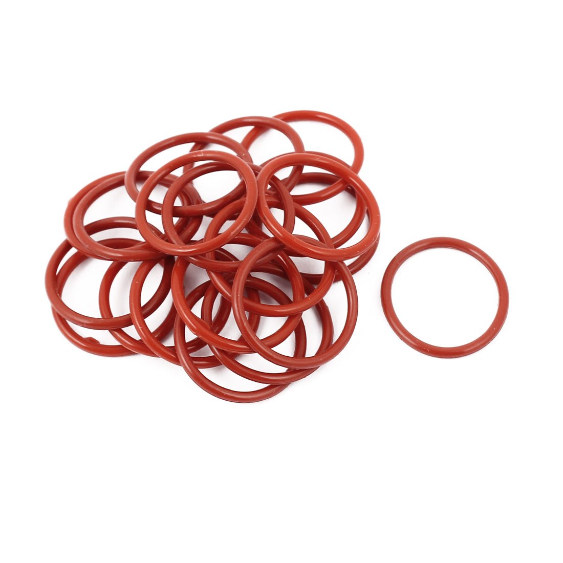 20pcs 1.5mm Thick Heat Oil Resistant Mini O-Ring Rubber Sealing Ring 18mm OD Red