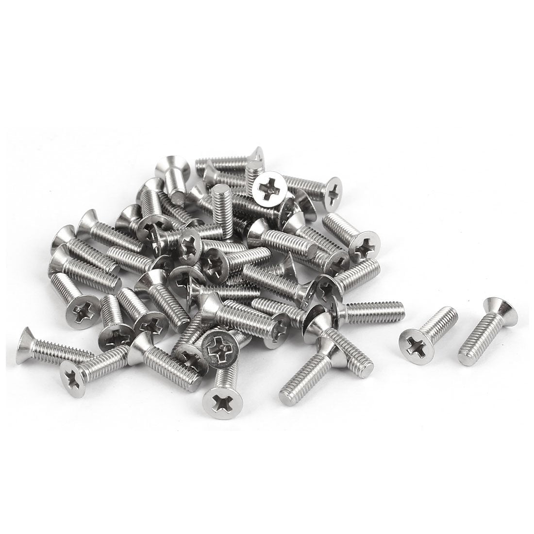 M3x10mm 316 Stainless Steel Flat Head Phillips Machine Screws Silver Tone 50 Pcs