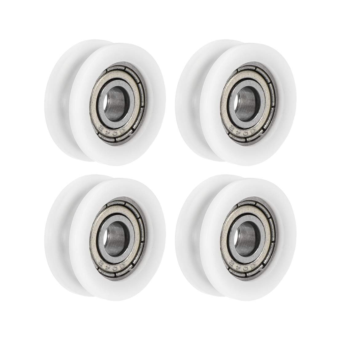 U604ZZ 604 Nylon U Groove Bearings 4x15x6mm Double Metal Shielded (GCr15) Chrome Steel Ball Bearings 4pcs