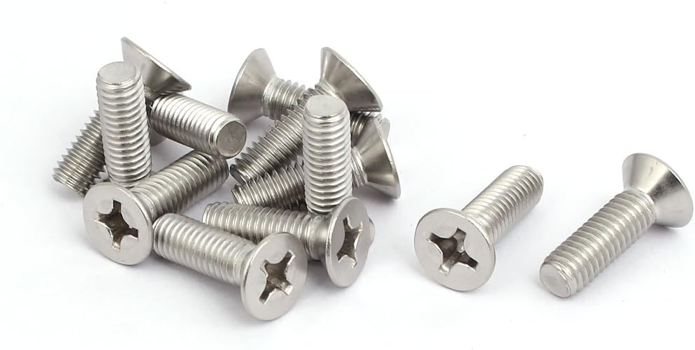 M6x20mm 316 Stainless Steel Phillips Countersunk Bolt Machine Screw 12pcs