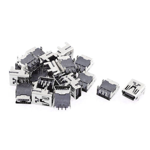 20 Pcs Mini USB Type B Female Socket 5-Pin Right Angle DIP Jack Connector