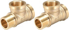 Brass Tee Pipe Fitting G1/2 Male x G1/2 Female x G1/2 Female T Shaped Connectors Coupler 2pcs