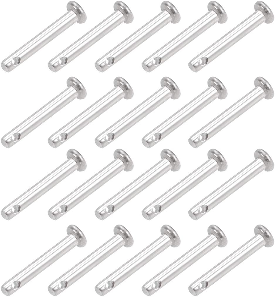 Single Hole Clevis Pins - 3mm X 20mm Flat Head 304 Stainless Steel Link Hinge Pin 20Pcs