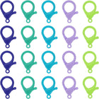 100 Pcs Mixed Colors Hard Plastic Lobster Claw Clasps Lanyard Snap Clip Hooks (Green/Bright Green/Lake Blue/Sapphire Blue/Light Purple)