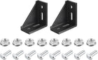 2Set Inside Corner Bracket Gusset Kits, 77x77x40mm 4080 Angle Connector for European 4040/4080 Series Aluminum Profile (Black/ 8 x Hex Flange Nuts & T-Slot Screws)