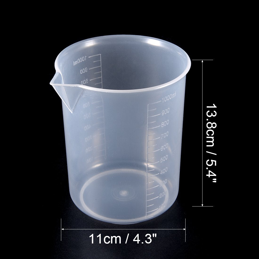 Pemukul Ukur 500ml PP Plastik Beaker Terukir Transparan untuk Cairan Kitchens Lab 3pcs
