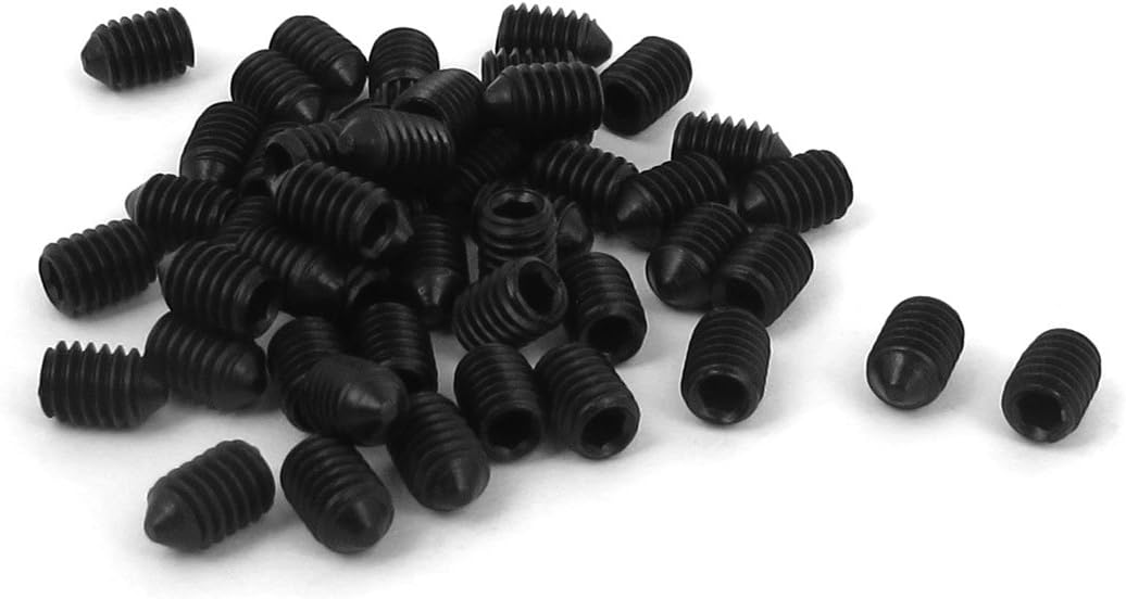 M4x6mm 12.9 Alloy Steel Hex Socket Set Cone Point Grub Screws 50pcs