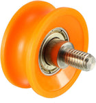Bearing Roller with Threaded Rod 30x13mm M6 U Groove for Sliding Door Track Guide, Nylon, Orange, Pack of 4