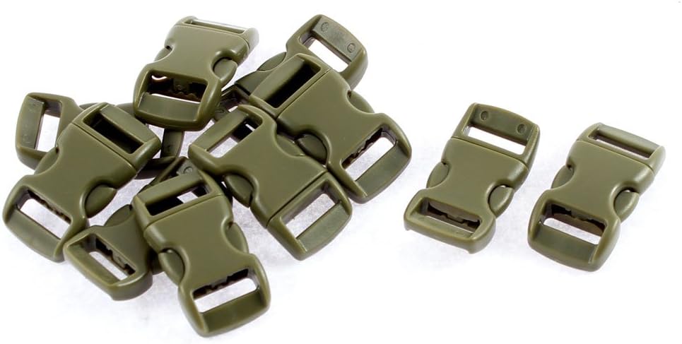 LinkMejor Plastic Quick Side Release Buckles 11mm Webbing Strap 10Pcs Army Green