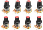 8Pcs 5K Ohm Variable Resistors Single Turn Rotary Carbon Film Taper Potentiometer with Knobs