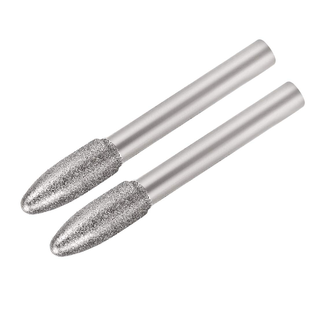 Diamond Burrs Grinding Drill Bits for Carving Rotary Tool 1/4-Inch Shank 8mm Tapered 150 Grit 2 Pcs