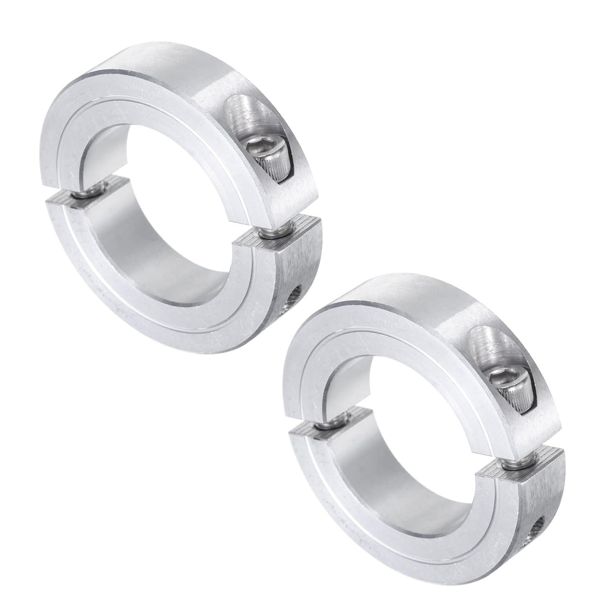2pcs Double Split Clamp-On Shaft Collar for 1-3/8" Shaft, Two-Piece Clamping Collar, 2-1/4" OD, 9/16" Thickness, Aluminum Alloy Set Screw Split Collar Clamp