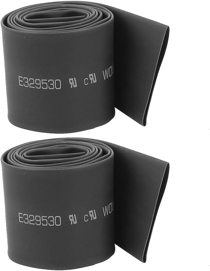 2Pcs 30mm Diameter Black Polyolefin Heat Shrink Tube Shrinkable Sleeving 90cm Long