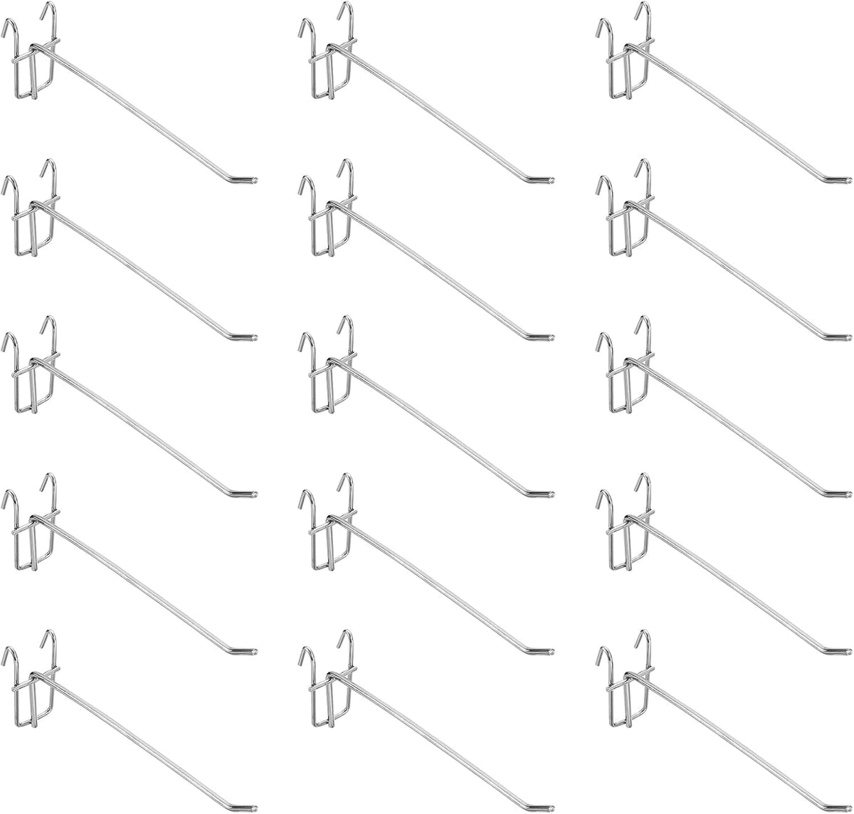 25Pcs 7.87" Pegboard Hook Display Hook, Metal Grid Wall Bracket Peg Board Display Hook Panels Hooks for Supermarkets, Boutiques, Accessories Stores, and Department Stores (Silver)