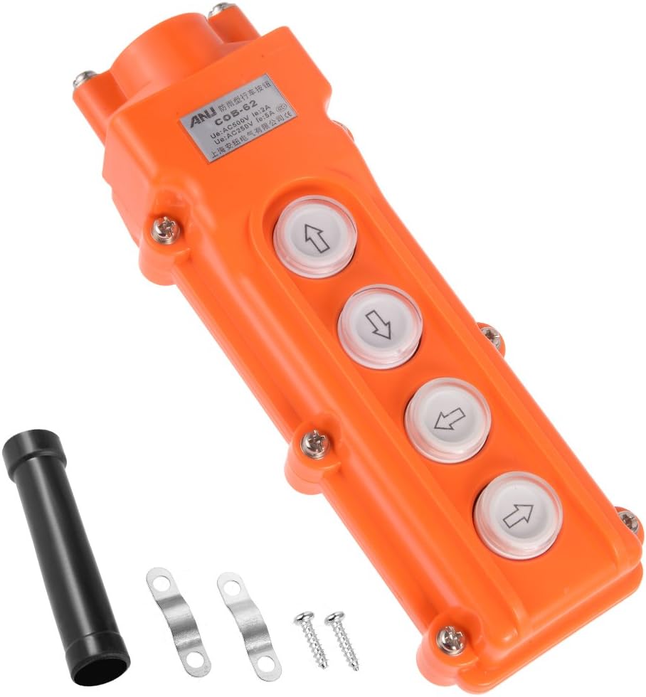 Hoist Crane Pendant Control Station Push Button Switch Up Down Left Right 4 Ways Orange