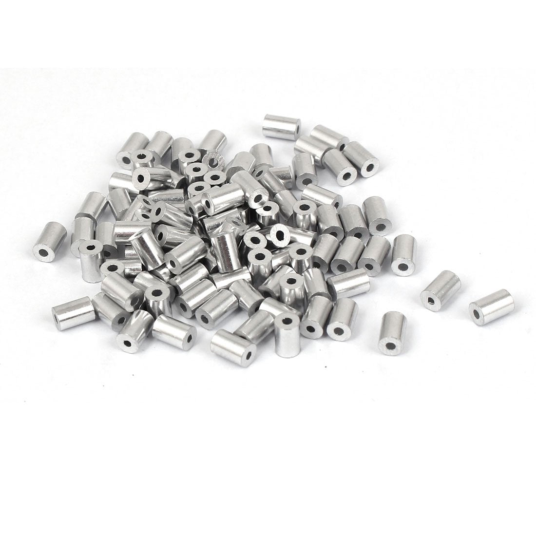 1mm Steel Wire Rope Aluminum Ferrules Sleeves Silver Tone 100 Pcs
