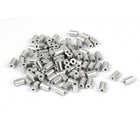1mm Steel Wire Rope Aluminum Ferrules Sleeves Silver Tone 100 Pcs