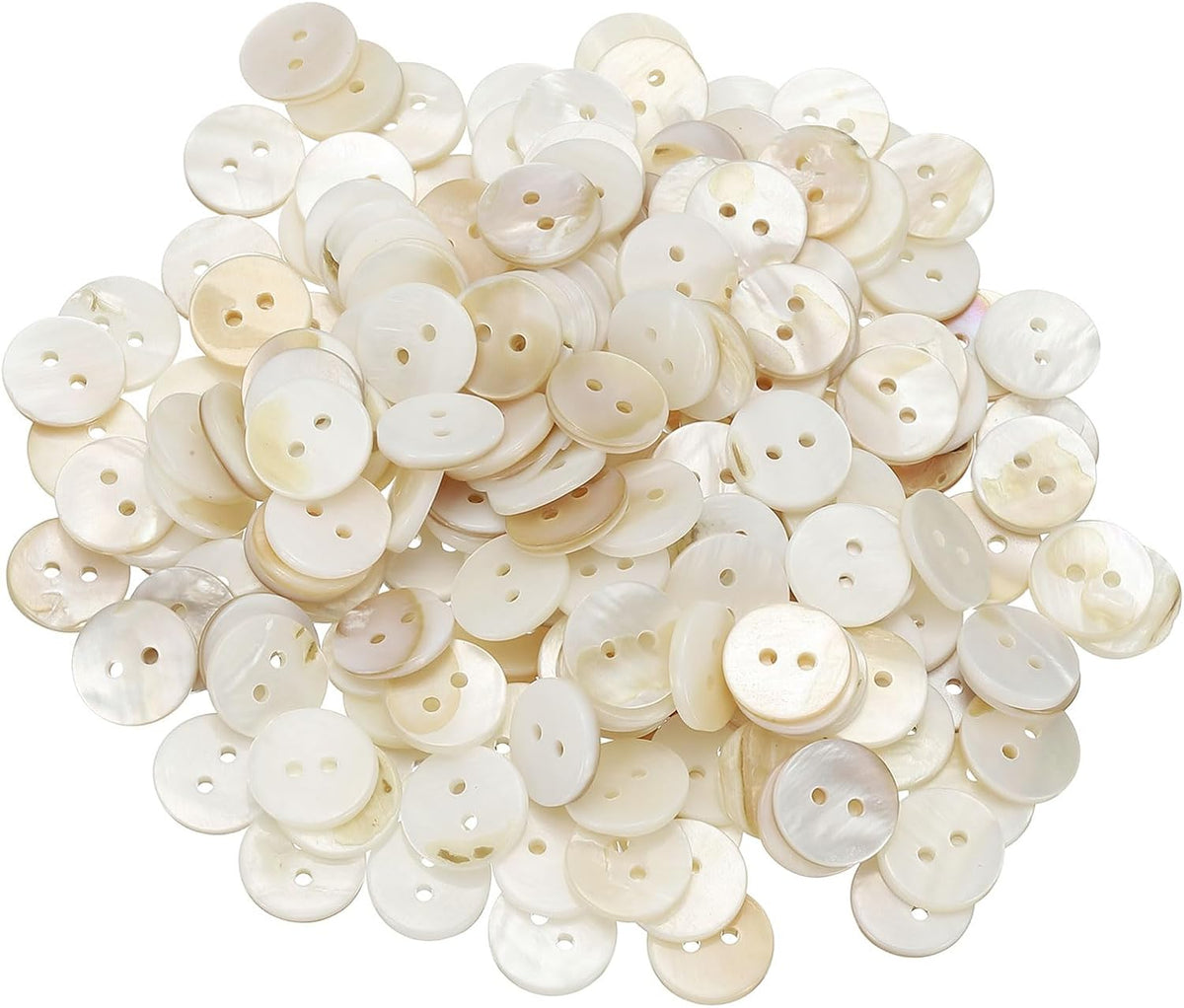 200Pcs Natural Shell Button, 2 Hole 12.5mm Mother of Pearl Buttons for Shirt Coats Suits Jacket Jeans Skirts DIY Sewing Crafts, White