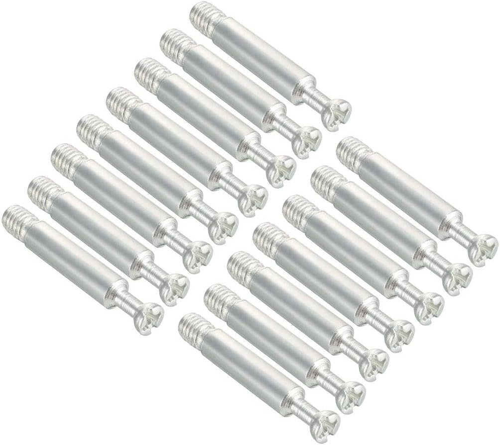 Furniture Connecting Fitting 6mm Dia Thread Bolts Dowels Screws 15 Pcs