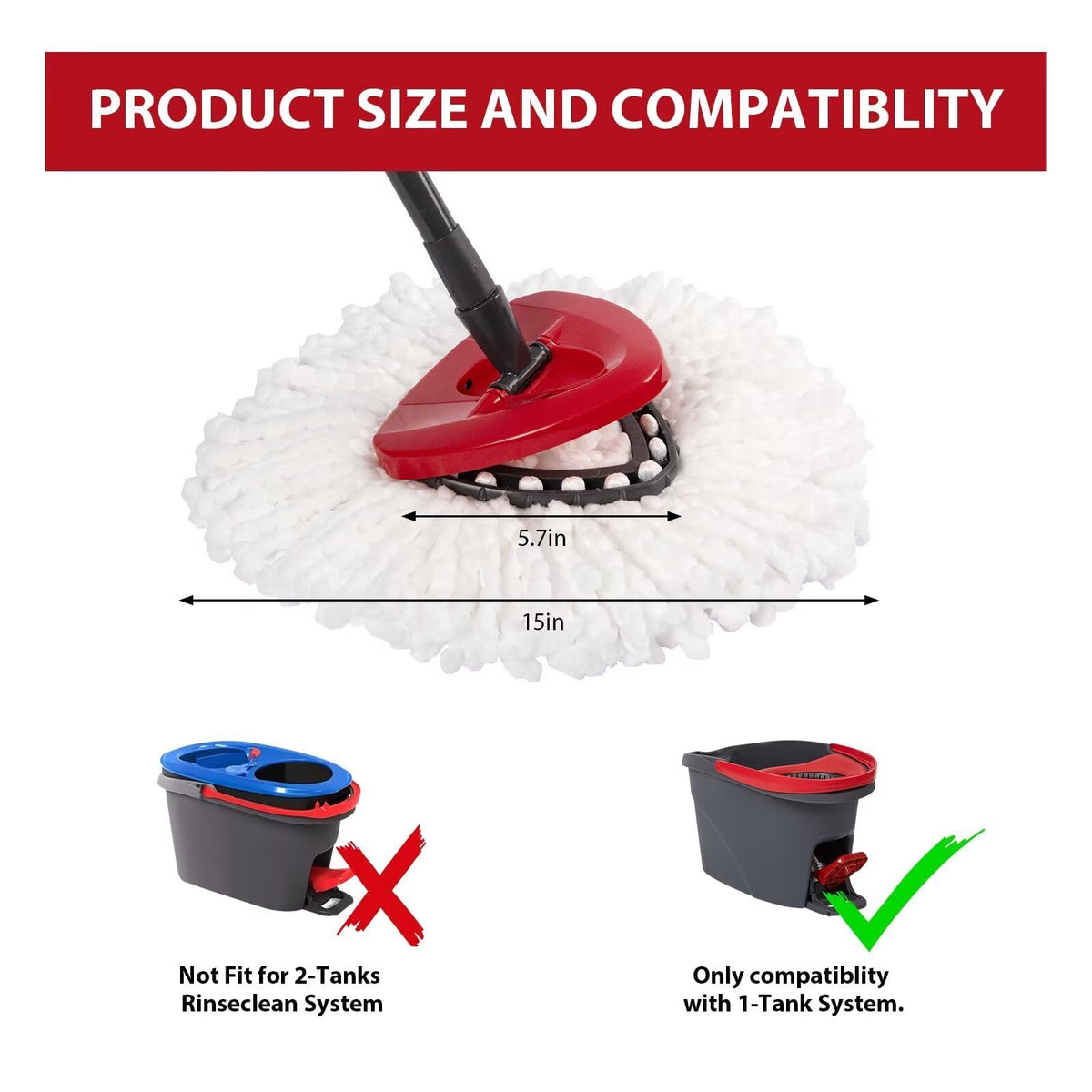 Ricambi per capi di scopa LinkMejor 4-pack per Ocedar Mop Replace Head EasyWrin Spin Mop Heads, microfibra bianca, per pavimento e parete