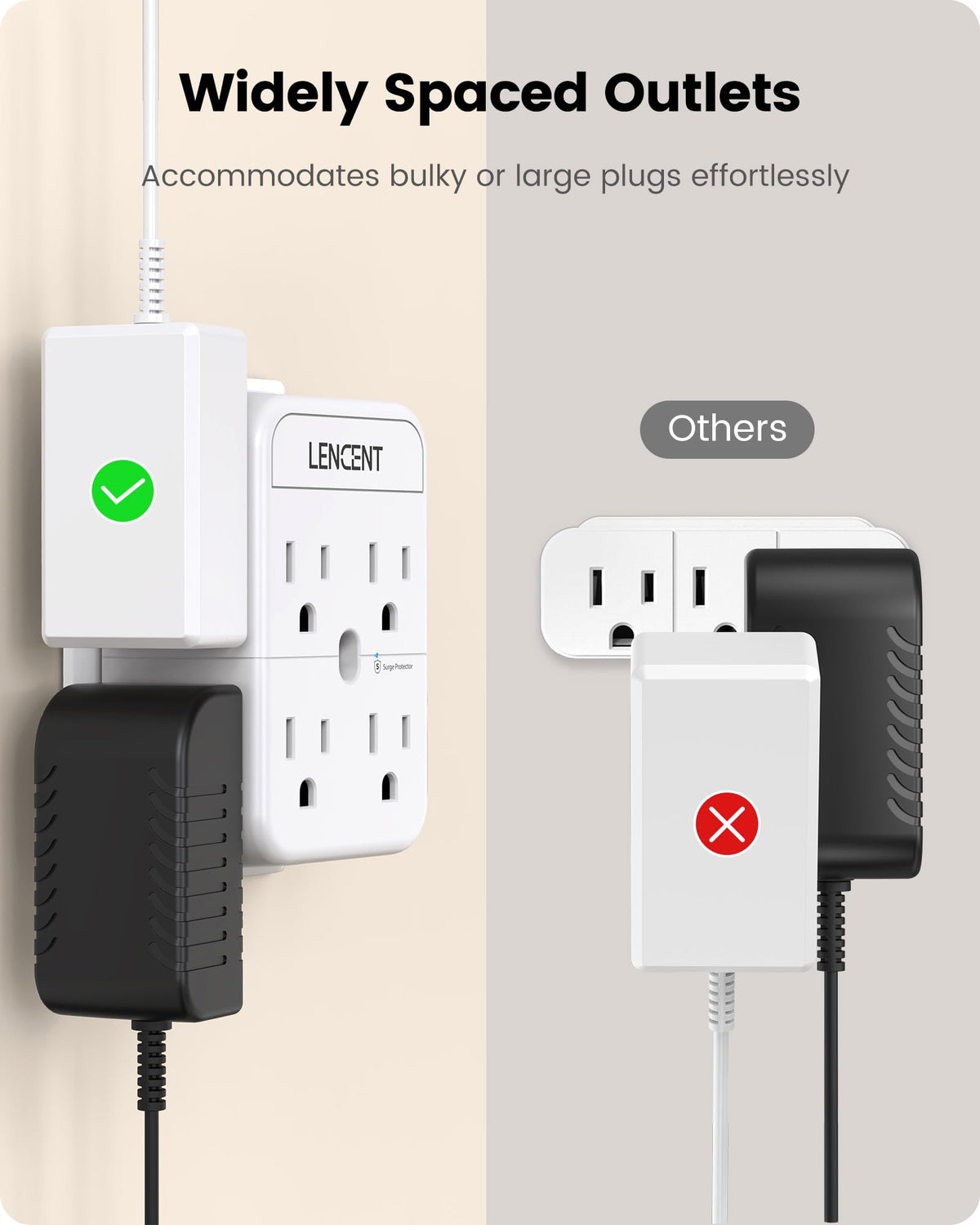 مضيف توصيل ثلاثة إلى اثنين من الأطراف، مضيف توصيل لـ LinkMejor 2 Prong Plug، مانع الاهتزاز