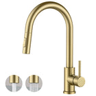 LinkMejor Kitchen Faucet, 2-Mode Pull Down Sprayer, Classic Brushed Gold
