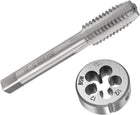 1/2-12 BSW Machine Tap and Die Set,Right Hand Thread Tap Round Die 4 Flutes HSS Taper Silver Tone (2Pcs)
