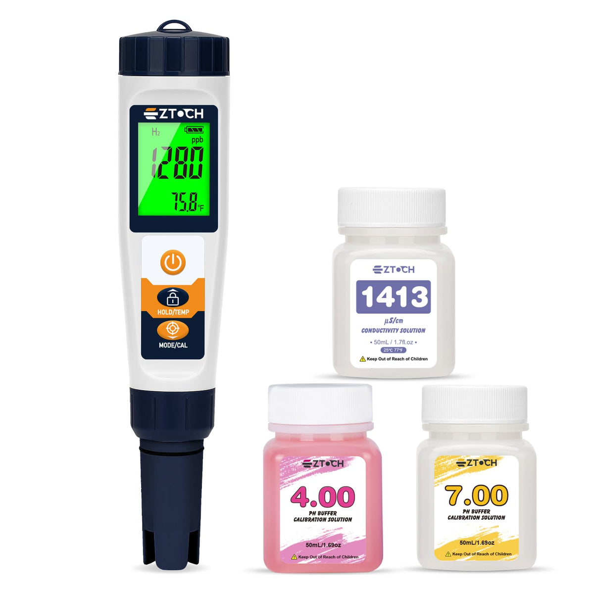 Hydrogen Vand Tester pH H2 ORP Meter, Hydroponisk pH TDS EC Meter, 6 i 1