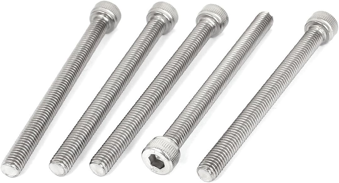 M8 x 90mm 1.25mm Pitch Stainless Steel Hex Socket Head Cap Screws 5pcs