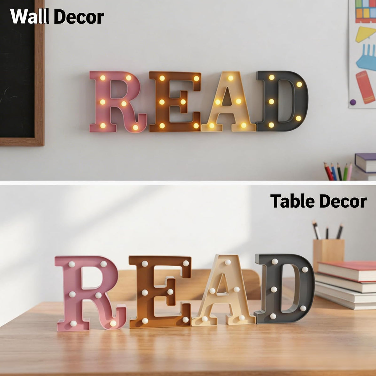 Letto Segno Angolo di Lettura Decor Leggi Lettere Lucide Boho Decorazione Aula