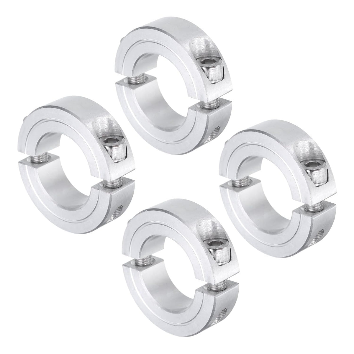 4pcs Double Split Clamp-On Shaft Collar for 1" Shaft, Two-Piece Clamping Collar, 1-3/4" OD, 1/2" Thickness, Aluminum Alloy Set Screw Split Collar Clamp