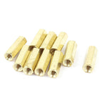 M3 x 15mm Female/Female Thread Brass Hex Standoff Spacer 10pcs