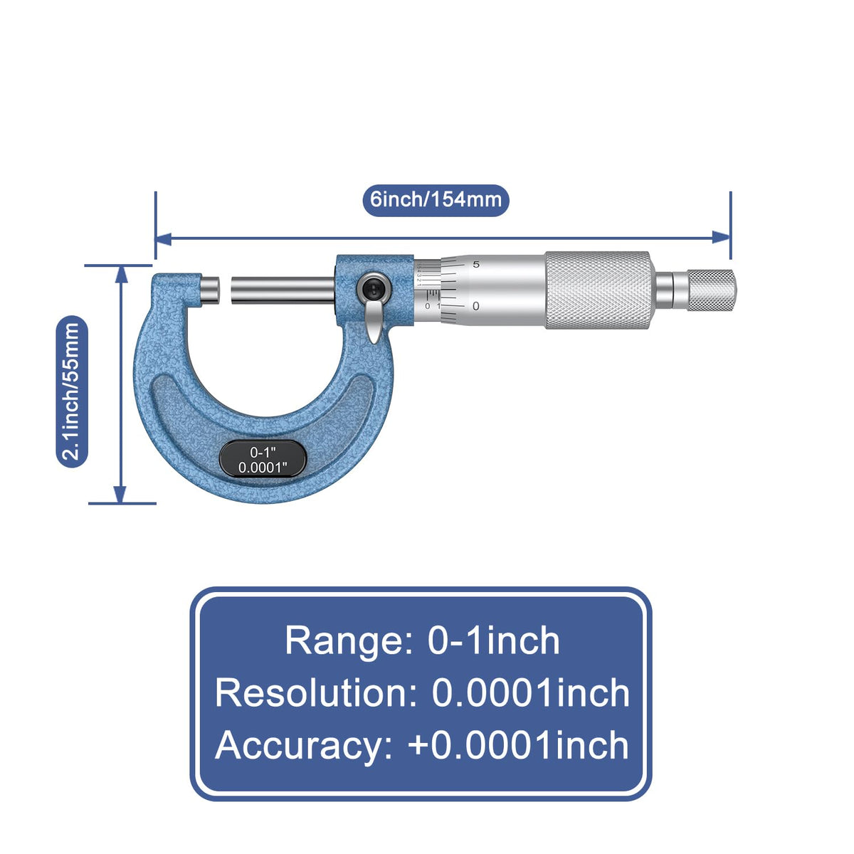 LinkMejor Außenmikrometer 2-3", 0.0001" Auflösung Mikrometer-Set
