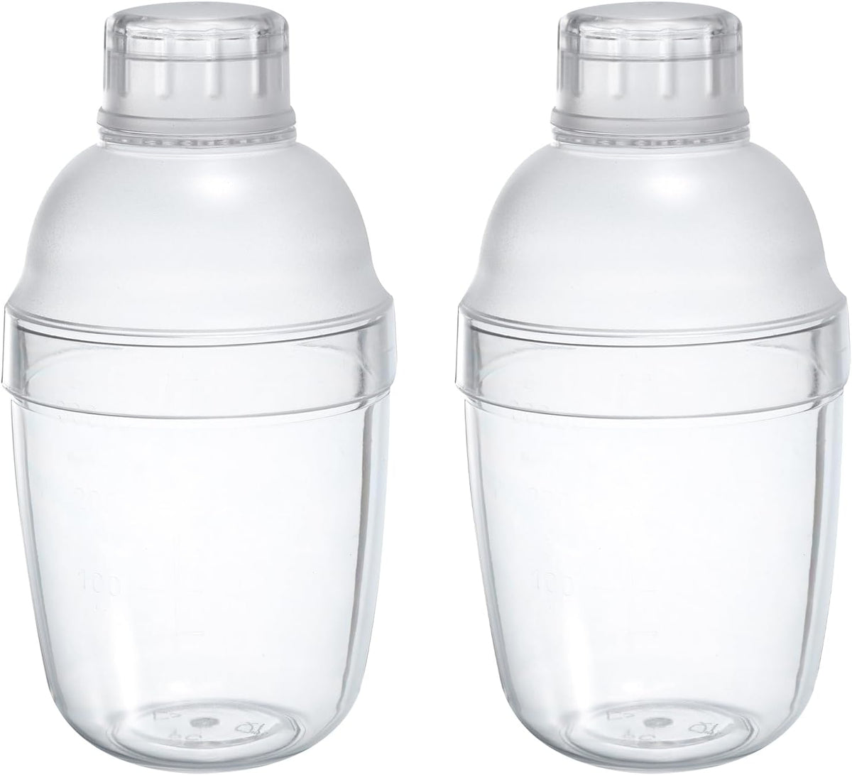 2pcs Acrylic Cocktail Shaker, Drink Mixer Hand Shaker Cup with Scales, Clear Boba Tea Shaker Cup for Bar Party Kitchen Tools (350 cc/ 12 Oz)