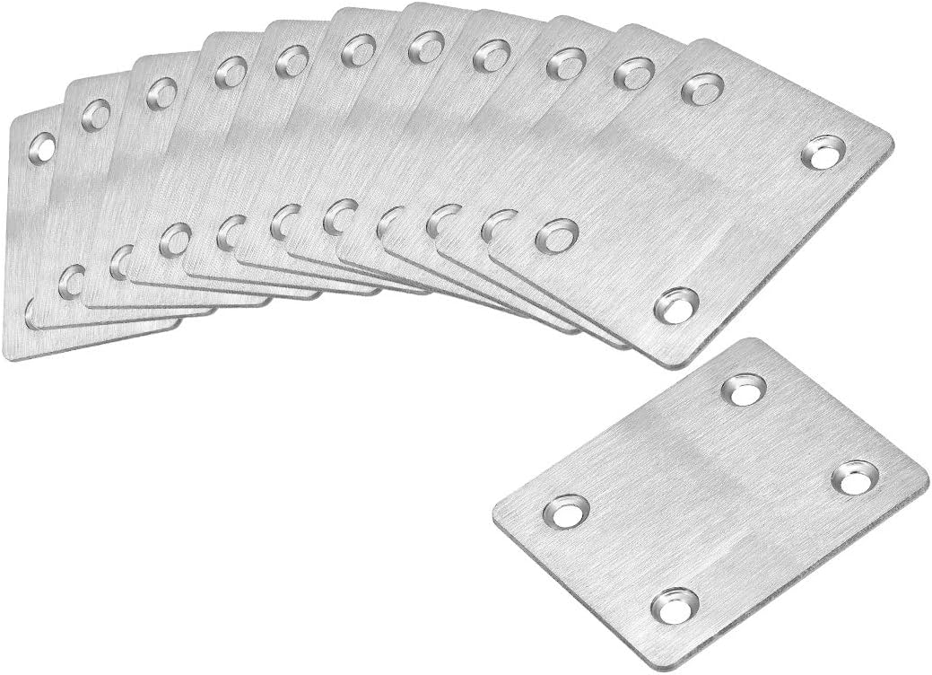 Repair Plate, 60mm x 50mm, Flat Fixing Mending Bracket Connector, 12 Pcs