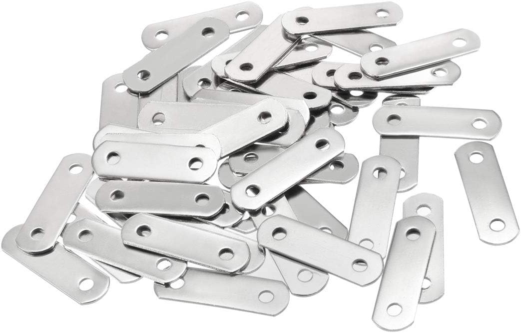 Repair Plate, 34mmx10mm, Flat Fixing Mending Corner Brace Bracket Connector, Pack of 50