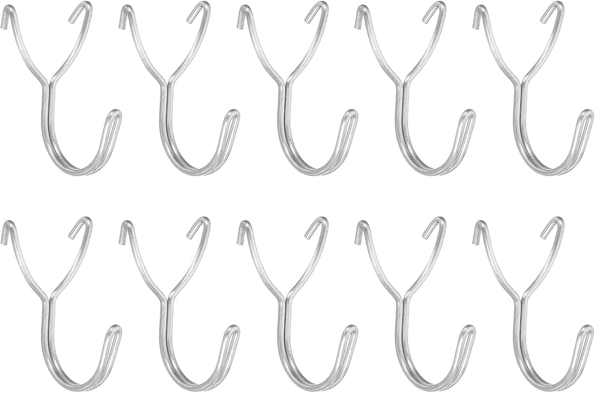 10Pcs Pegboard Hooks, Stainless Steel 1.3 Inch Spacing Peg Board Display Hook Metal Hanging Organizer Accessories for Garage Office Kitchen Store, Silver